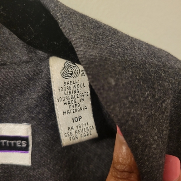 Amanda Smith Petites Women's Gray Double-Breasted Pure Wool Blazer. Size 10P - Picture 4 of 7